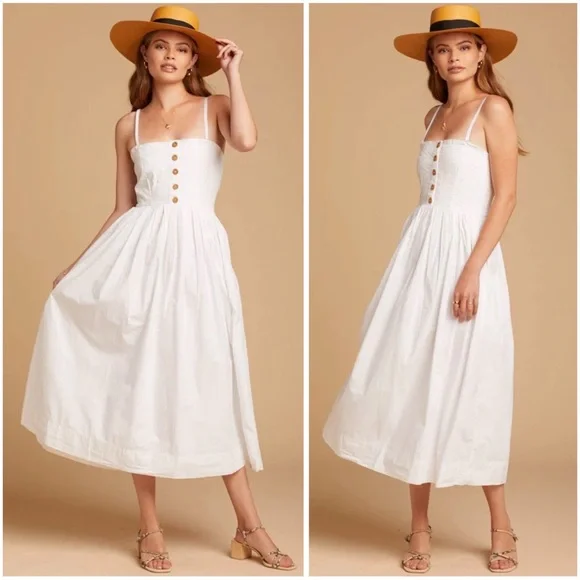 FREE PEOPLE 100% Cotton Feminine Versatile Lilah Pleated Tube Midi Dress Sz M - Picture 1 of 11